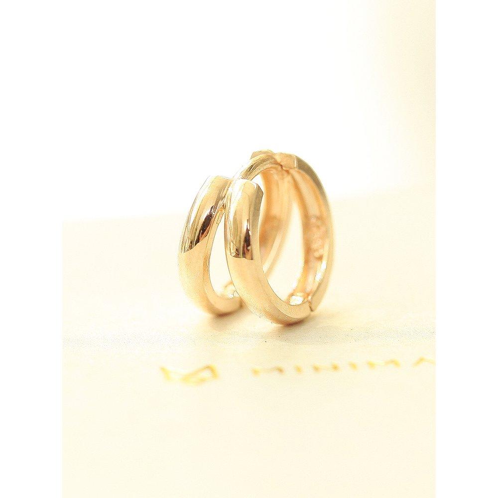 14K double-row one-touch ring piercing earrings