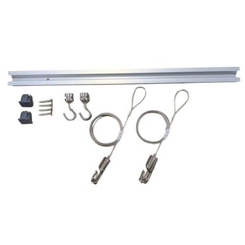 Fukui Metal Craft C-Shaped Picture Rail Set, 100cm Wide, Silver, for Ceiling Frames, Picture Display, Pre-Installation Available, Includes All Necessa
