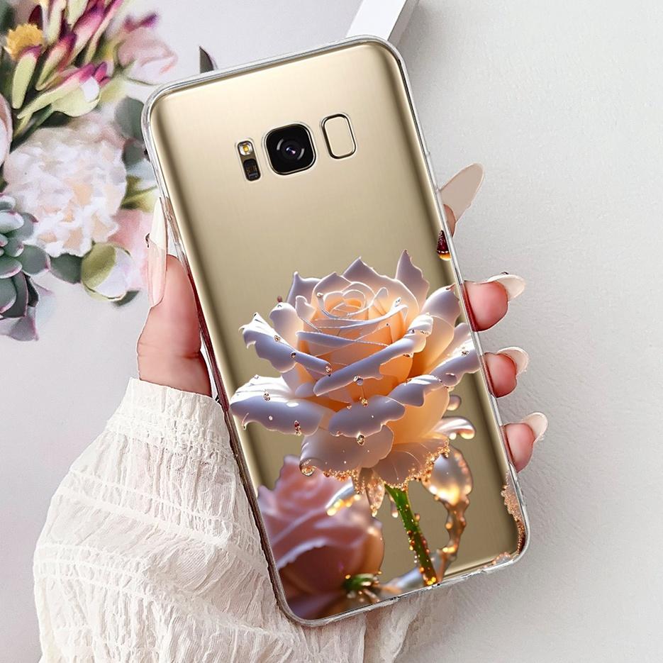 For Samsung Galaxy S8 Plus Case SM-G955F Luxury Flowers Painted Cover Soft Slim Phone Case For Samsung S8 S8+ GalaxyS8 Plus Bags