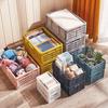 Household Plastic Foldable Storage Basket Student Desktop Collapsible Crate Sundries Organizer Stackable Drawer Container Box
