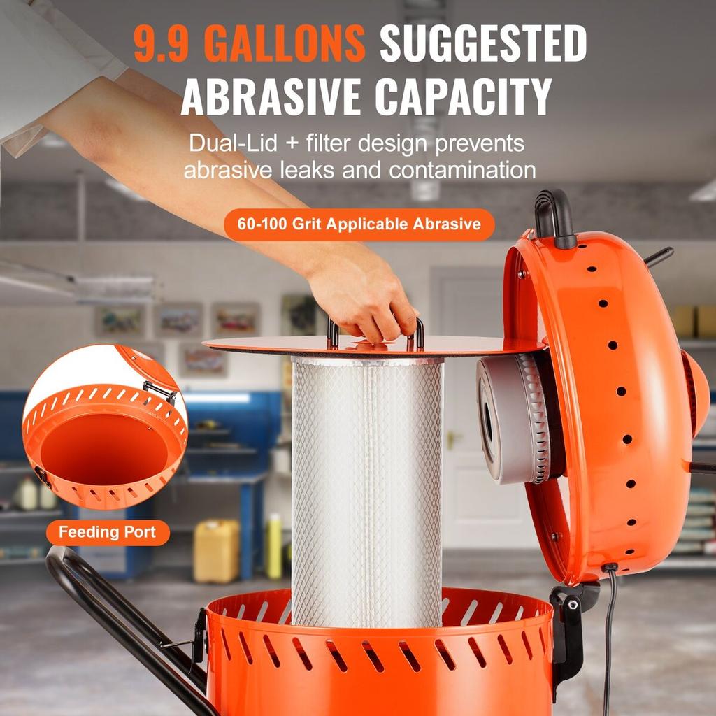 28 Gal Vacuum Sand Blaster Dustless Sandblaster with 1200W Vacuum System