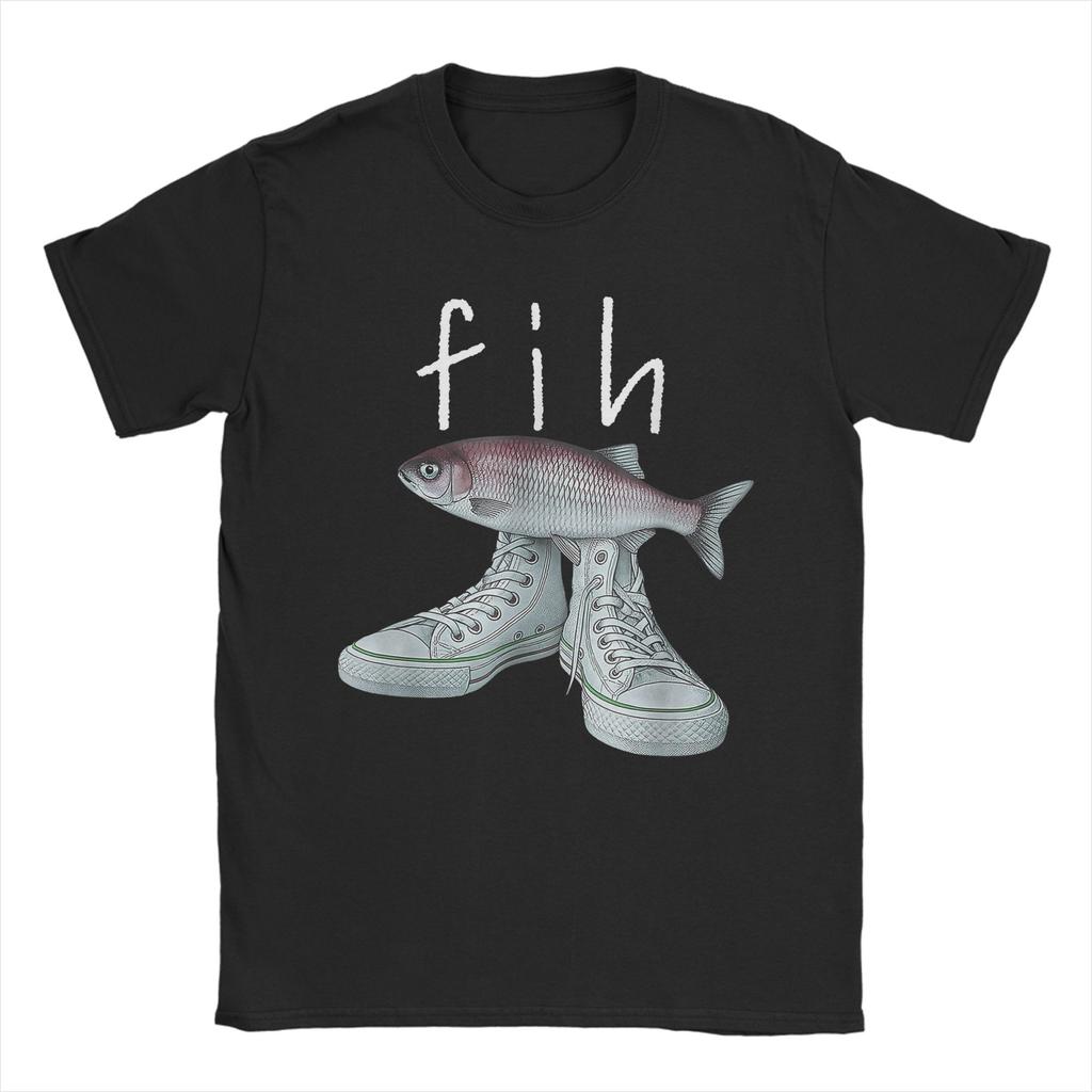 Unisex S TShirts Fih Shoes Fish Meme Vintage 100 Cotton Tees Short Sleeve T Shirts Crewneck Tops Original