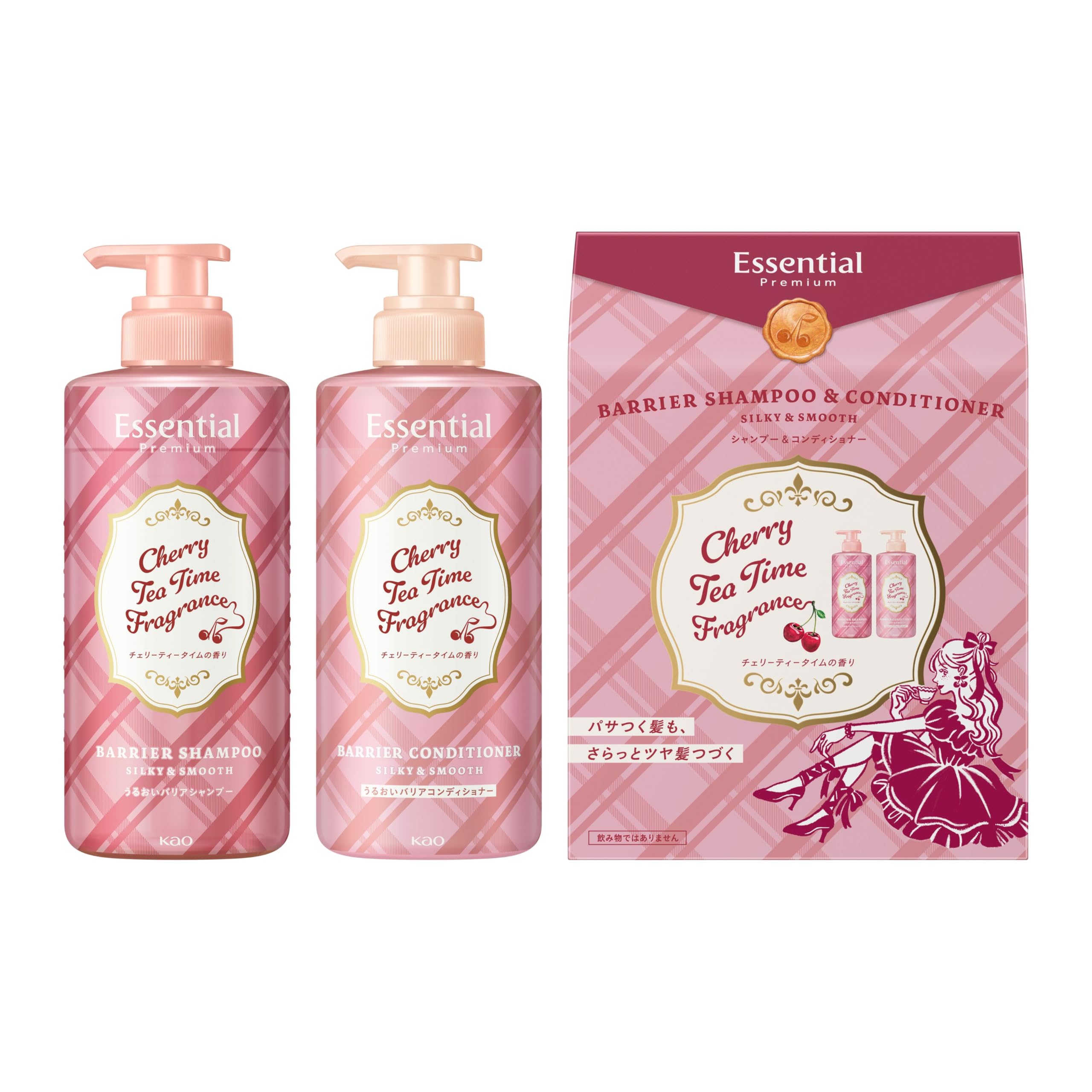 

Essential Premium Barrier Silky Smooth Pump Set Cherry Tea Time Scent 900 мл &