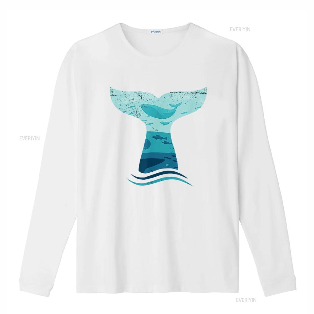 Womens Whale Tail In Waves Orca Killer Ocean Design T Shirt vintage Washed Stylish Slightly streetwear Top For Everyday Wear