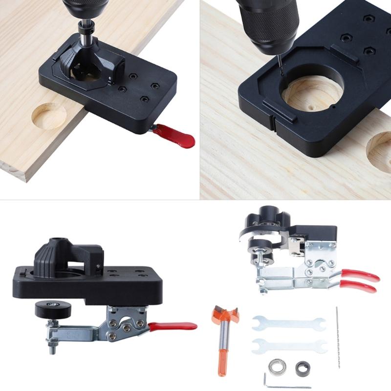 Multifunctional 35mm Woodworking Hinge Hole Opener Boring Jig Drilling Guide Locator Fixture Template for Door Cabinets