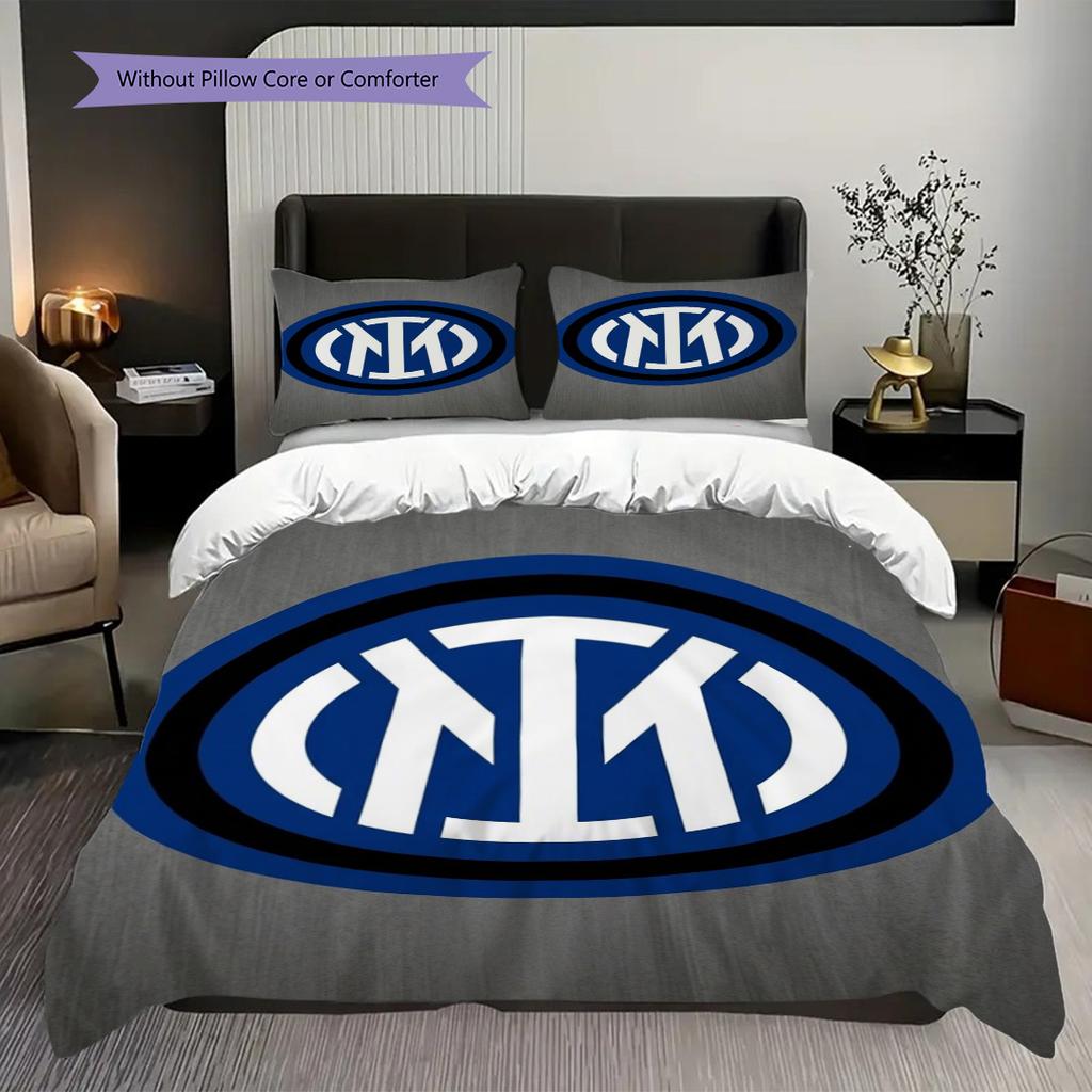 Emblema Inter Milan Sfondo Vivace Set da Tre Pezzi (1 * copripiumino + 2 * federa, senza nucleo) Set biancheria da letto regalo di Natale compleanno