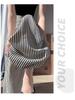Spicy Girl 2025 Summer Ice Silk Striped Wide-Leg Pants - Plus Size, Casual, Hip-Hugging, Lazy Style