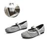 Woven hollow Mary Jane shoes women's breathable one-word strap single shoes women's new summer fashion commuter flats