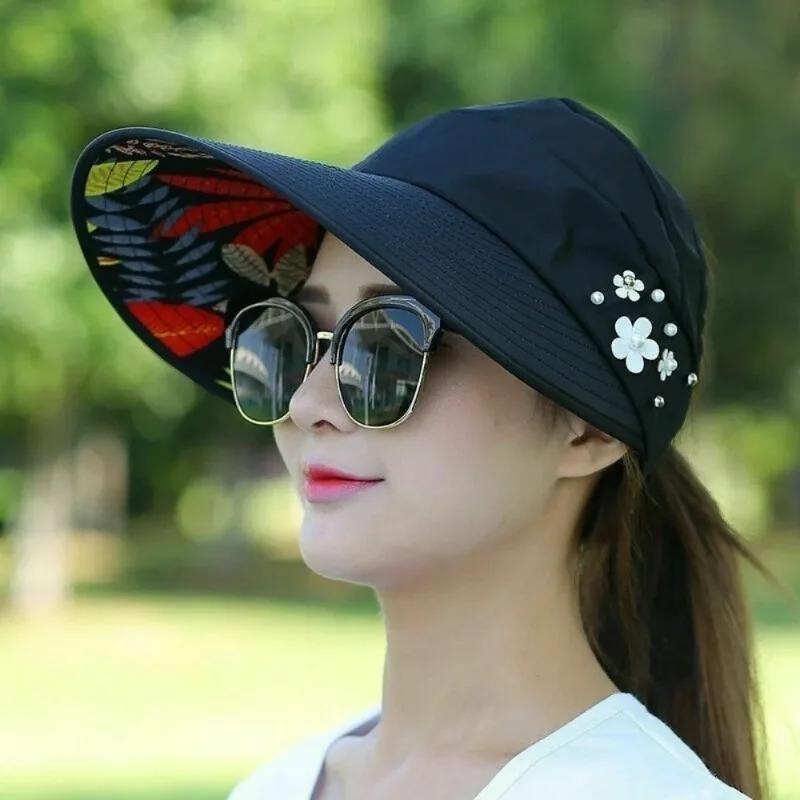 New Sun Hat for Women Sun Protection and Sunshade Sports Korean Baseball Cap Summer Folding Face Mask Headband Hat Beach Hat 2025
