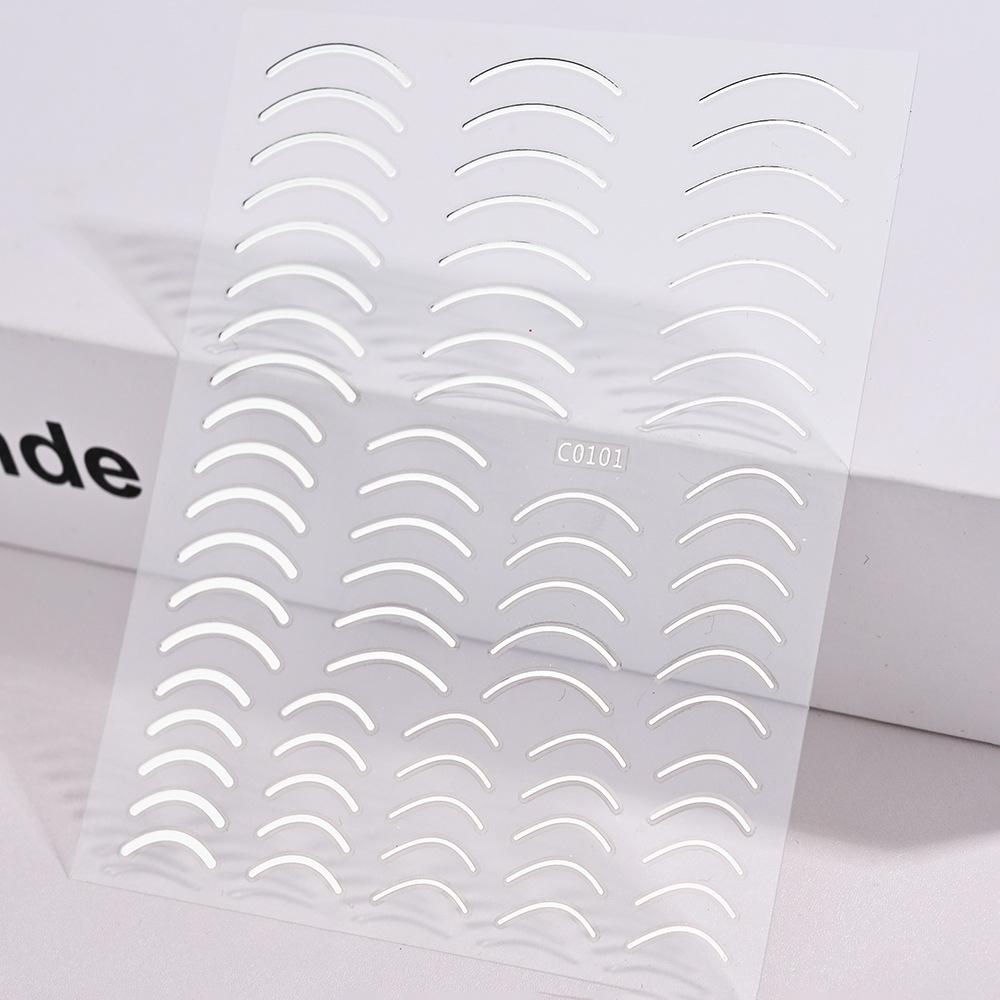 Xiaohongshu French Simple Line Manicure Sticker Imitation Metal Accessories Gold And Silver Adhesive Self-Adhesive Nail Sticker