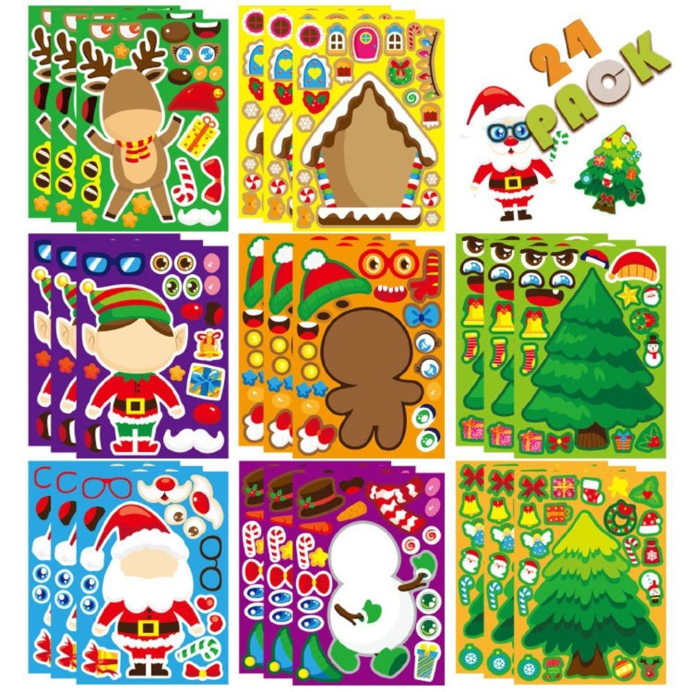 

Waterproof Face Assemble Stickers Kawaii Kids Christmas Gifts Children DIY Puzzle Stickers Boys