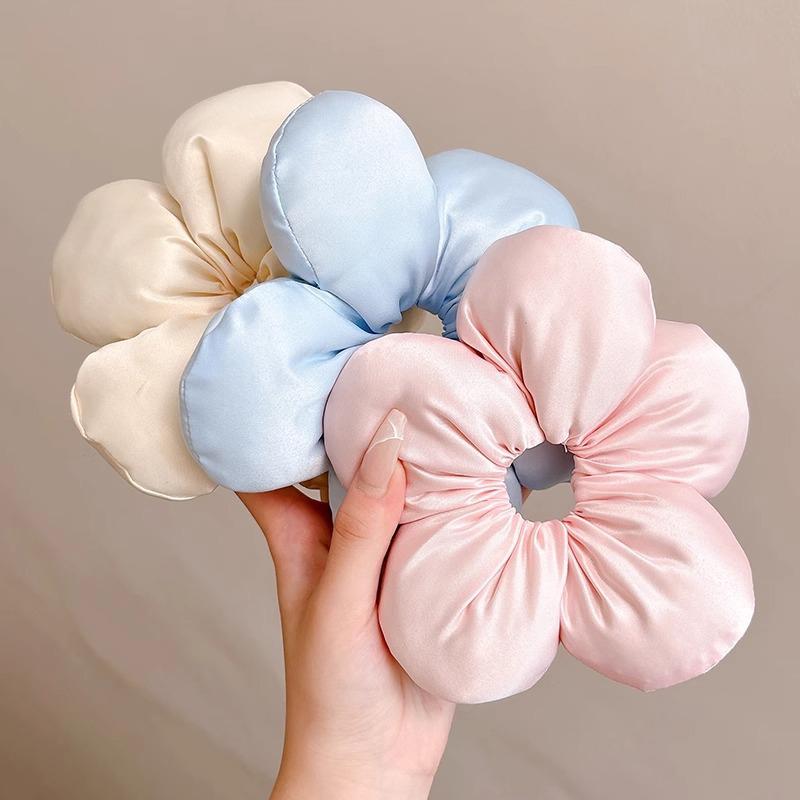 Chouchou à fleurs exagérées, style coréen, accessoire tendance pour cheveux de vacances, pour femmes et filles