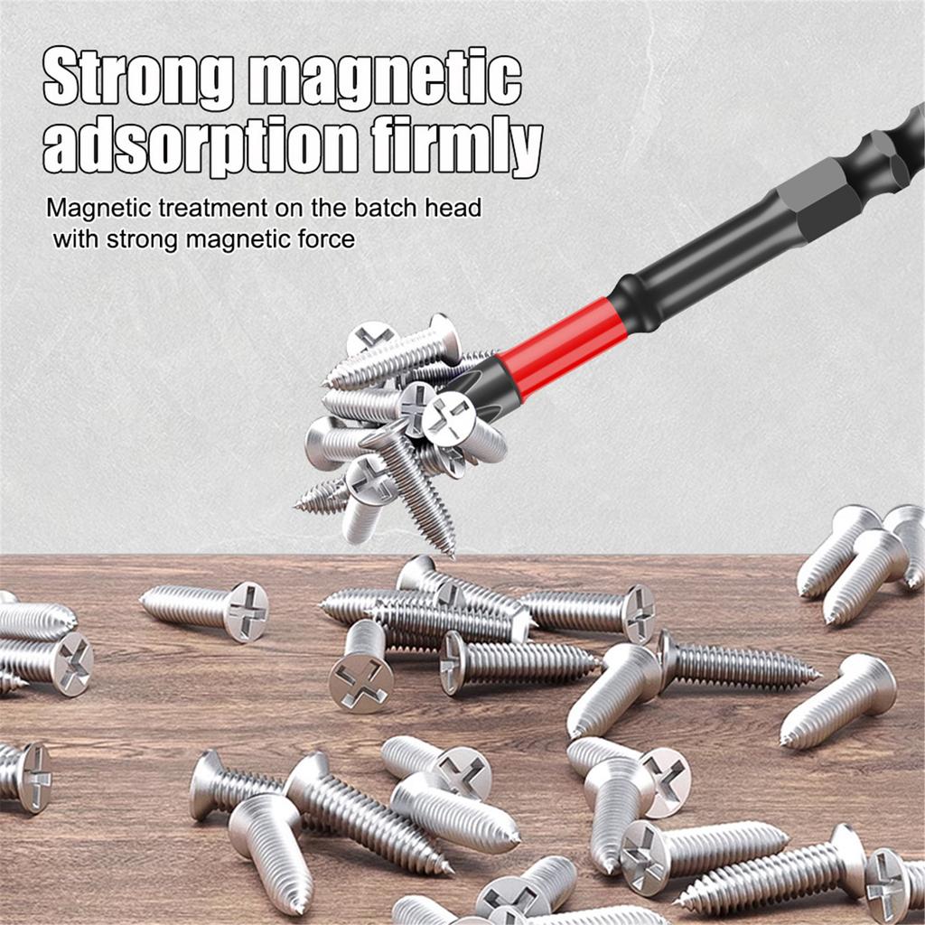 Impact Screwdriver Bit with Magnetic for Electrician Screw Driver 65mm/110mm/150mm Slotted Head 1/4inch Hex Shank