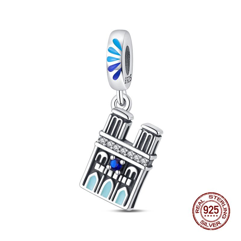 Original Charm Copper Landmark Building Series Charm Bead Fit 3Mm Original Bracelet For Women Diy Fine Jewelry Gift