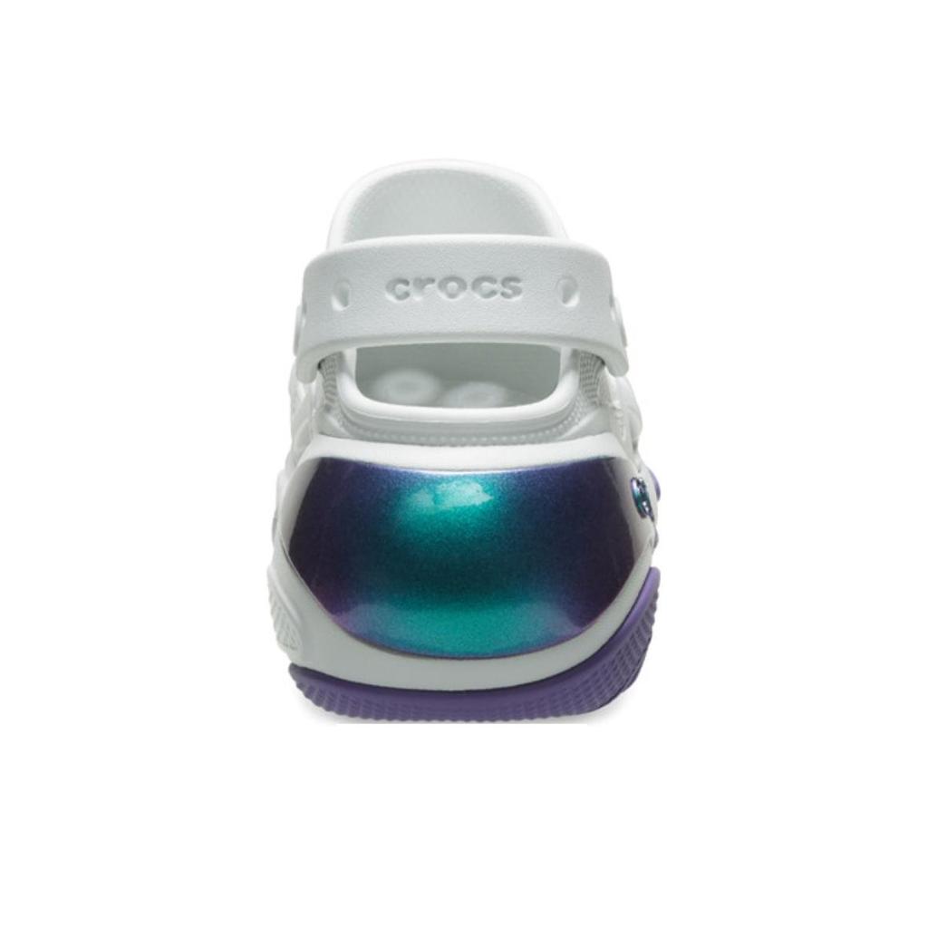 Crocs Zuecos Versátiles para Desplazamiento de Punta Redonda Bubble Crush Reflector Zuecos Unisex Blanco Morado 210743-1NK