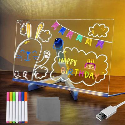 ABWR-2X Acrylic Dry Erase Board With LED Light, Dry Erase Board With Stand As A Memo Letter Message Board