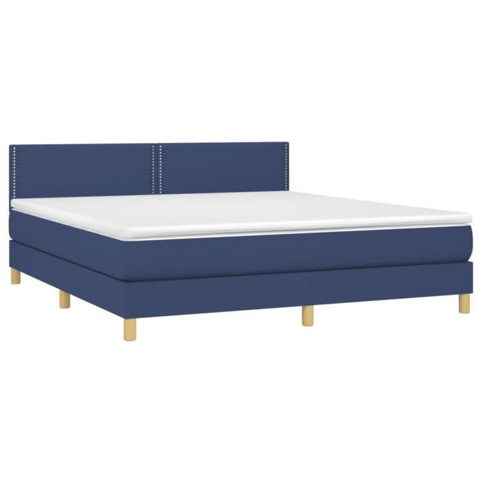 3140559 vidaXL Lit à sommier tapissier avec matelas Bleu 180x200 cm Tissu