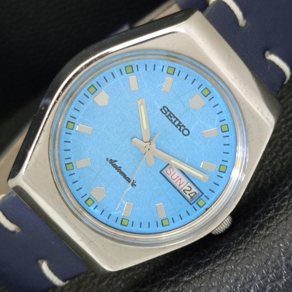 AUTOMATIC VINTAGE SEIKO JAPAN 6309A MENS SKY BLUE COLOR DIAL WATCH a701249-5 R206a-a701249