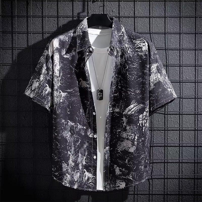 Men's Summer Thin Breathable Printed Short-sleeved Shirt