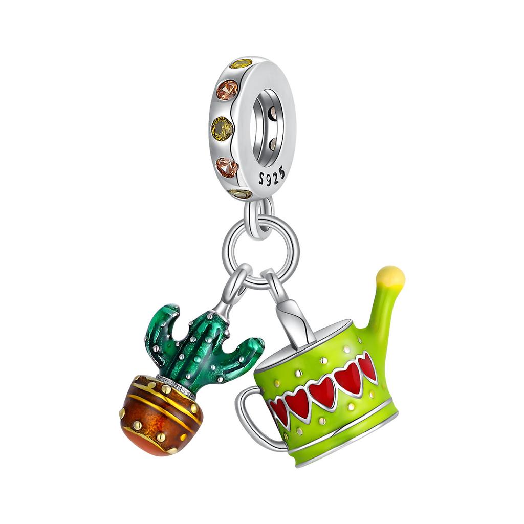 Neuer Kupfer-Frühlingskaktus-Girlande Anhänger Perle Passend Original Charms Armband Schmuckstück Halskette Schmuck Geschenke