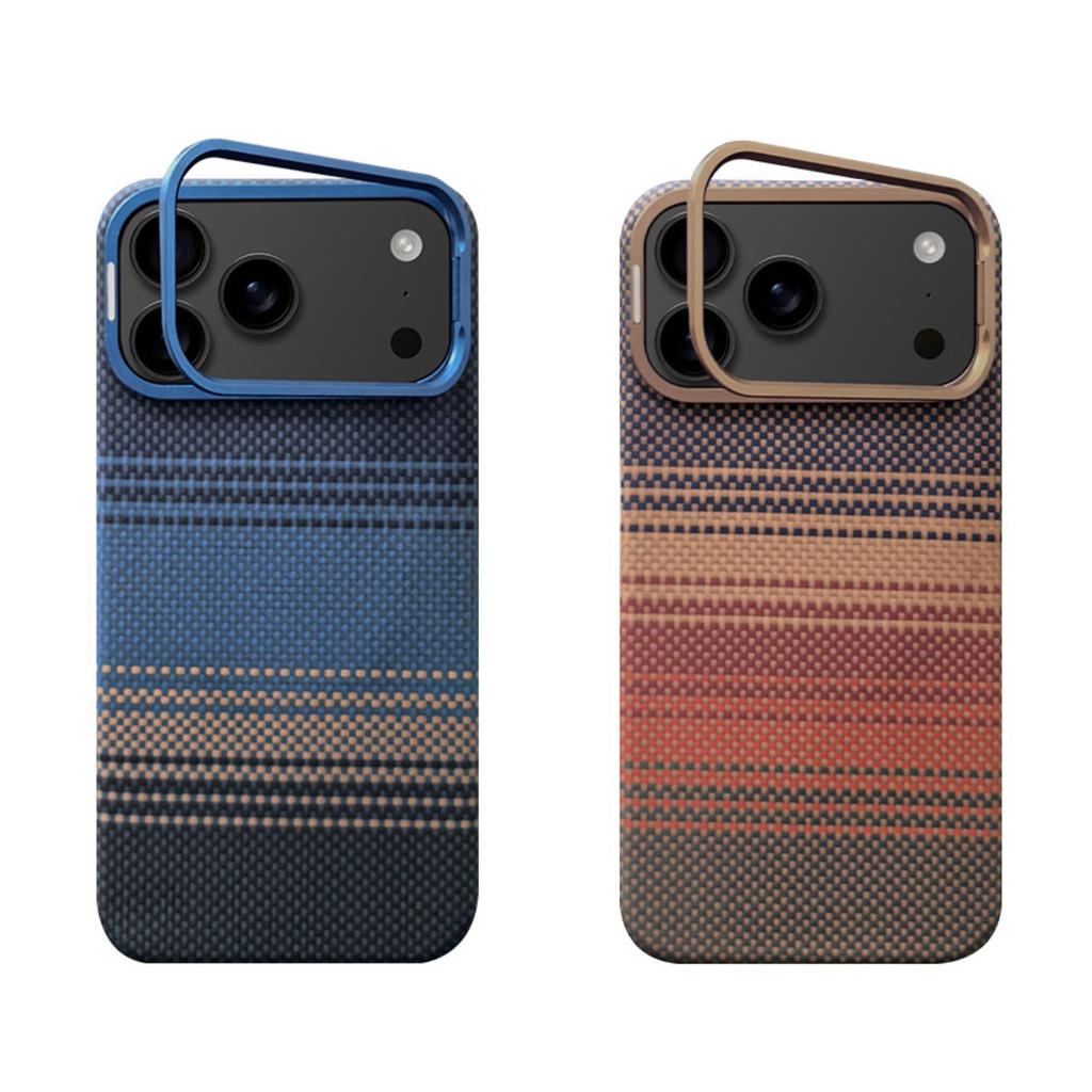 Aramid Fiber Phone Case for iPhone 17 Pro Max with Built-in Lens Holder Stand,Ultra Slim Protective Cover For Iphone 17 Pro Case