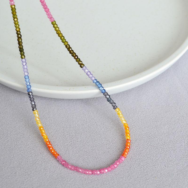 French Niche Design Elegant Shining Section Gradual Change Colored Gemstones Beaded Sweet Cute Temperament Necklace Bracelet