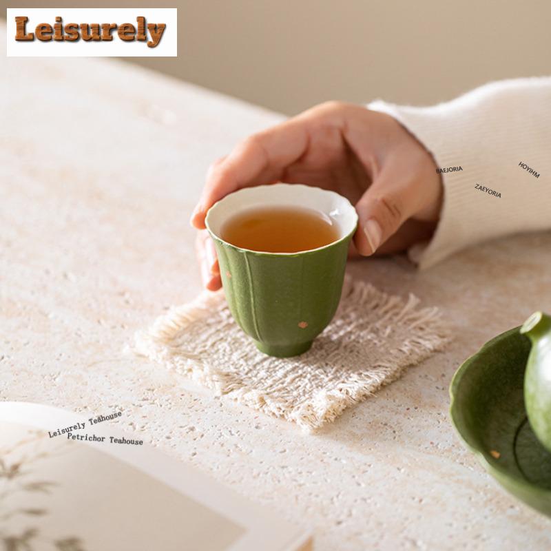 1pc/lot Matcha Green Sprinkle Gold Teacup Vintage Tea Bowl Cup For Tea Tea-tasting Meditation Cup Chazhan Master Cups Cha 11ml