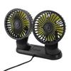 Car Fan Portable Dual Head Electric Vehicle Mounted USB 360 Degree Rotation Auto Cooling Fan for