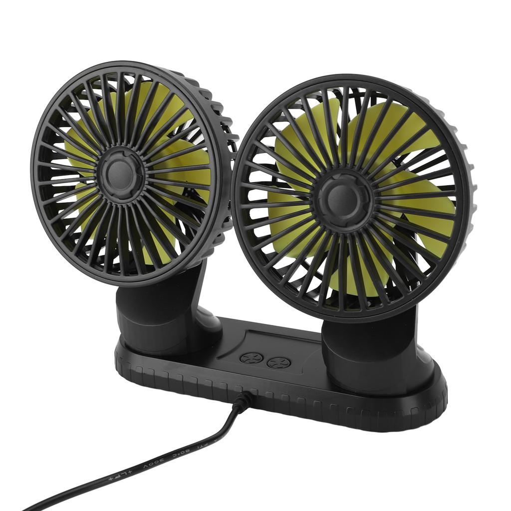 Car Fan Portable Dual Head Electric Vehicle Mounted USB 360 Degree Rotation Auto Cooling Fan for