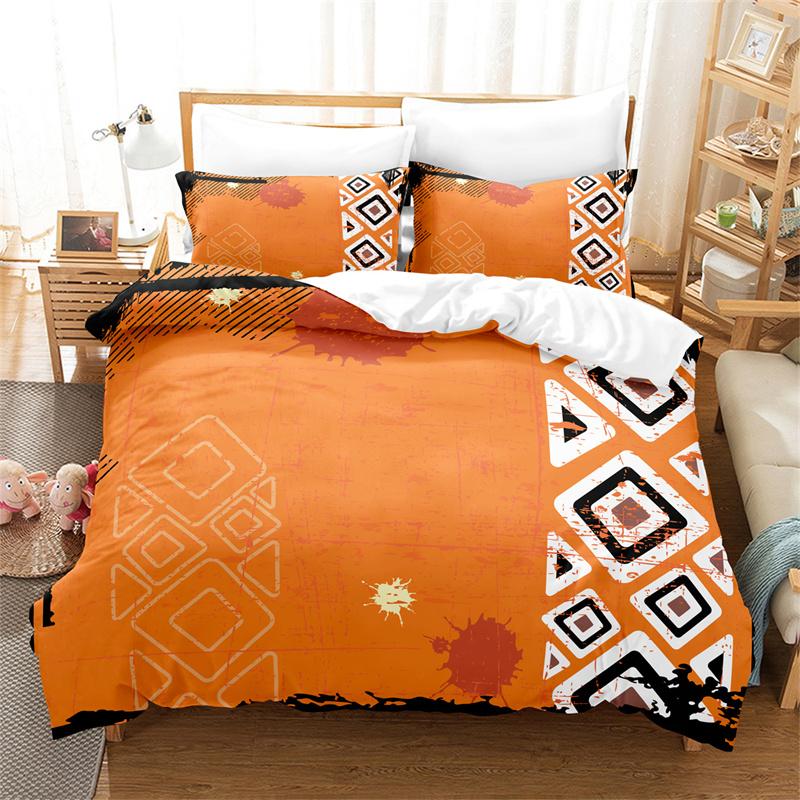 3D Digital Printing Colored Block Lattice Bedding Set Queen Size Duvet Cover Fashion Design Bed Linen