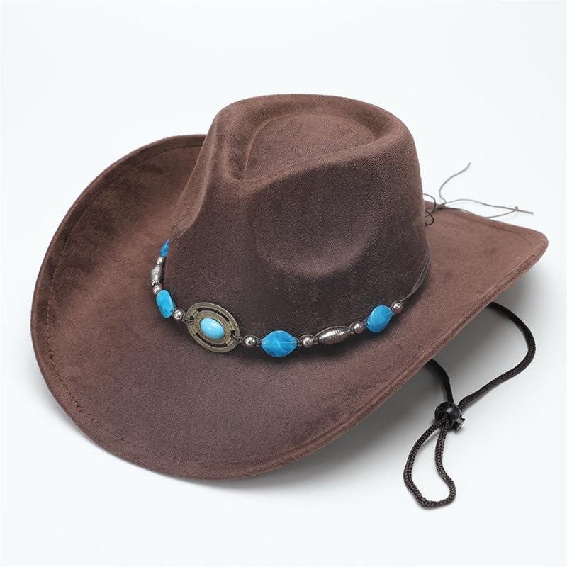 Classic suede western cowboy hat woolen jazz top hat men and women's ethnic style autumn and winter felt hat big eaves hat