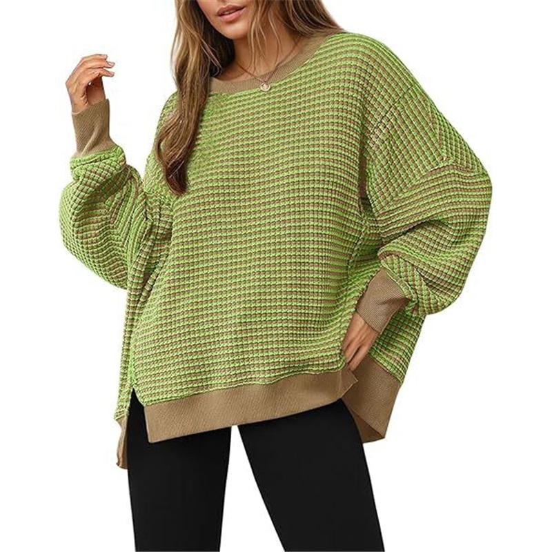 Dames Gestreept Crewneck Sweatshirt Los Oversized Lange Mouw Pullover Casual Dagelijks Blouse Top