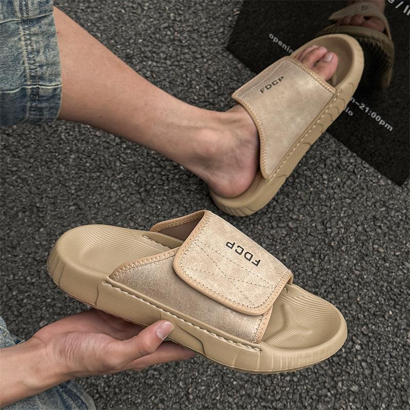 

Летняя мужская обувь, новые спортивные классные тапочки, мужская одежда, повседневная, на липучке, мягкая подошва, одно слово, перетаскивание, мужская 371293-J 38 белый