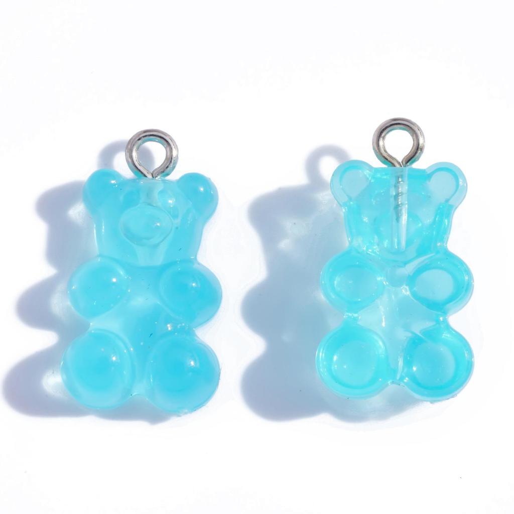 Colorful Transparent Bear Resin Pendant for DIY Jewelry and Keychains