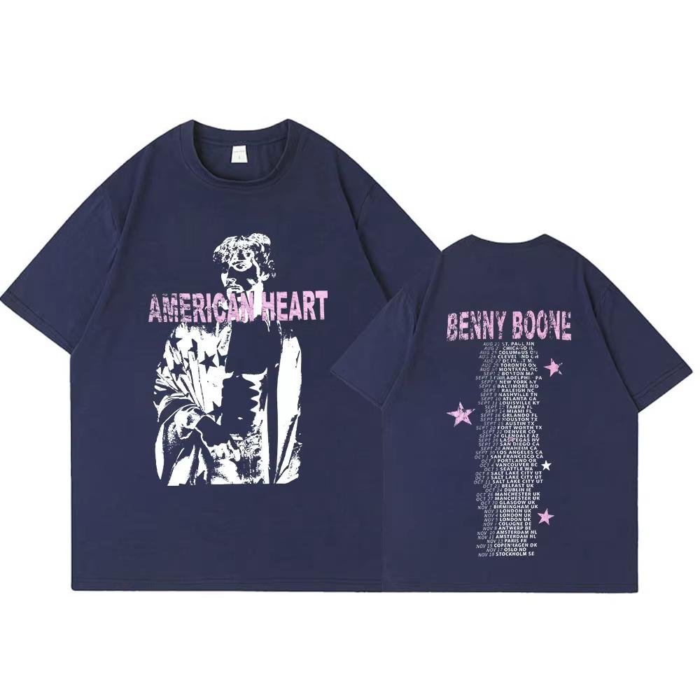 Benson Boone American Heart World Tour 2025 Merch T Shirts Men's Women Clothing Fashion Cotton Short Sleeves T-shirts Streetwear