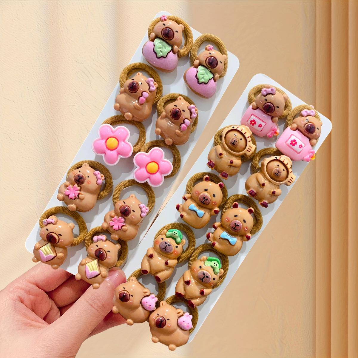 

Новые милые детские резинки для волос с капибарой, скранчи, мягкие эластичные резинки, повязка на голову для девочек, аксессуары для волос, смоляные ободки для волос, декор