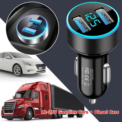 Car Charger Dual USB Super Fast Charging Car Charger Adapter Alloy 3.1A Lighter Voltmeter Alumi Q8R2