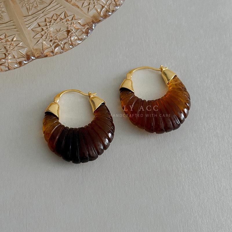 Meier Metallic Amber Acrylic Earrings Irregular Versatile Earrings Earrings