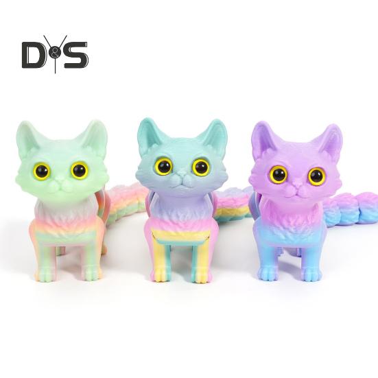 3D-gedrucktes Katzenspielzeug, flexible Gelenke, artikuliertes Katzenmodell für Erwachsene, 3D-gedruckte Tiere, Zappelspielzeug für die Dekoration im Homeoffice oder Klassenzimmer