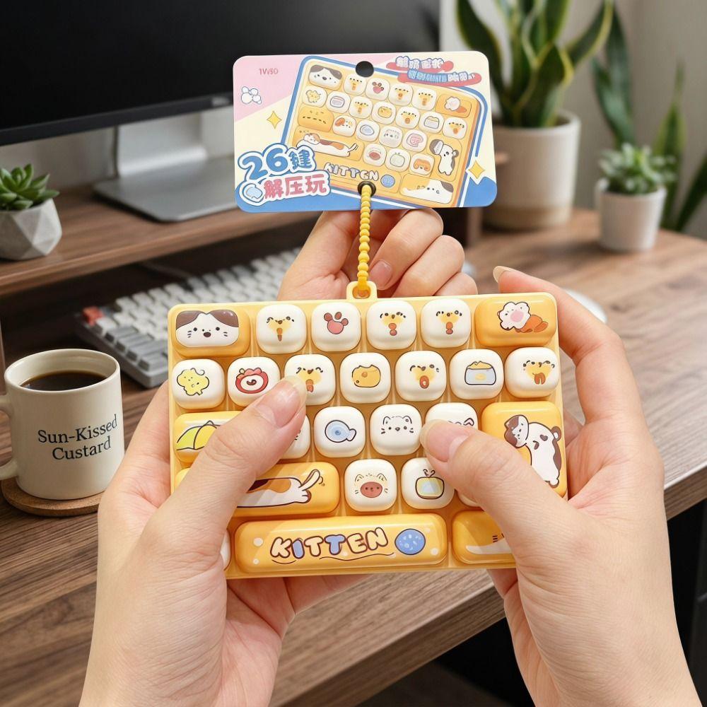 Cute Design Decompression Button Toy 26 Key Keyboard Keychain Accessories Gift