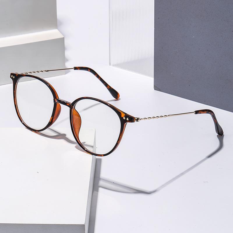 Anti-blue Light Fashionable Retro Round-framed Reading Glasses Women Color Splicing Eye Protection Comfortable Eyewear 0 TO +4.0