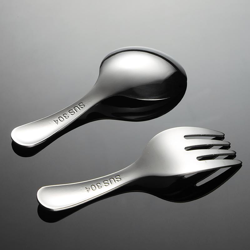HANYANG 304 Stainless Steel Tea Spoon Short Big Head Fork Spoon Compact Cutlery