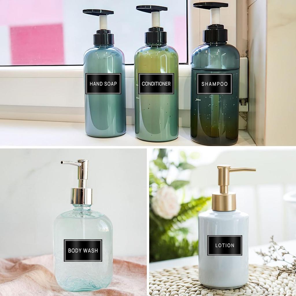36PCS Bathroom Organizing Labels - Preprinted Waterproof Organization Labels for Glass Plastic Bottles, Hand Soap, Shampoo and Conditioner - Oil