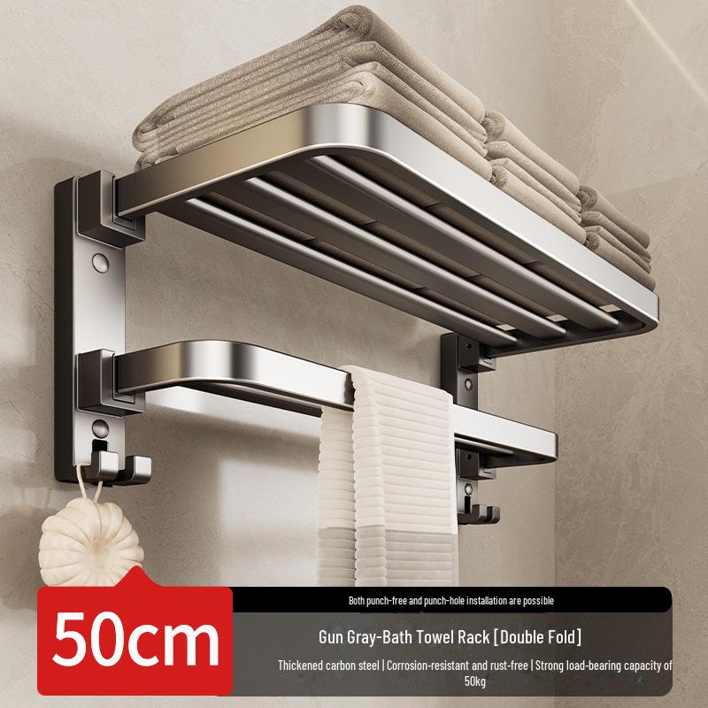 Punch-Free Bathroom Towel Rack and Shelf Kit