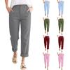 Women's Casual High Waist Elastic Waistband Cotton Linen Pants with Pockets Straight Leg Trousers Suitable for Daily Wear and Outdoor Activities