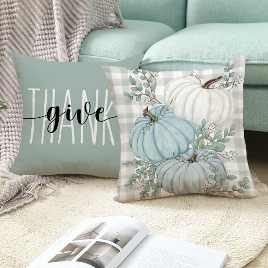 

4 шт. Осенние чехлы для подушек Элегантные скоординированные цвета Скрытая застежка-молния Льняной алфавит Тыква Автомобильная подушка Товары для дома