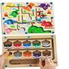 Magnetische Labyrinth-Spielzeuge für Kinder Montessori Holzfarbsortier-Zählbrett Sensorische Lernspielzeuge Stiftbewegende Kugel-Puzzle-Spiel