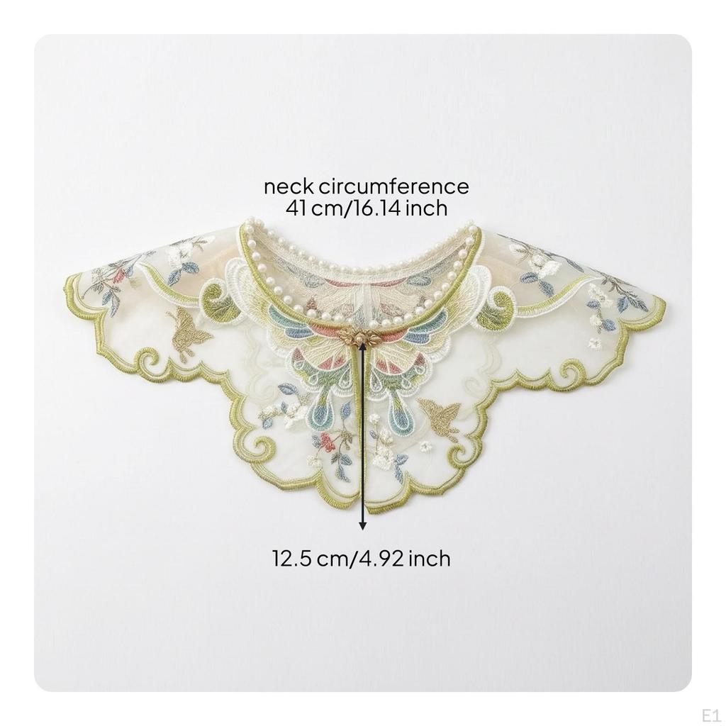 Embroidered Decorative with Pearl Trim Neckline for Graduates, Cosplayers, Graduation,