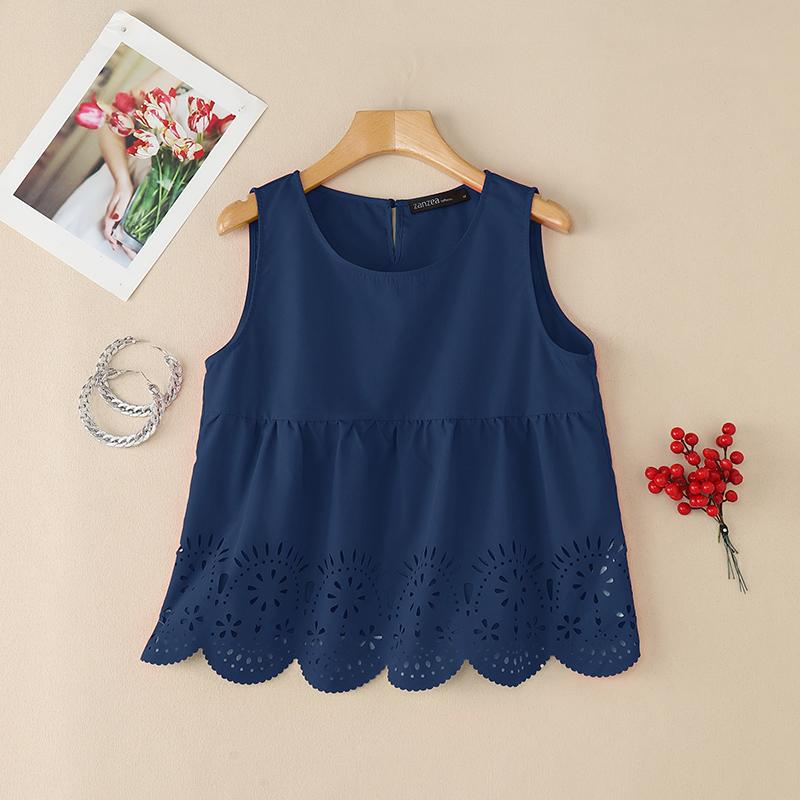 

ZANZEA Женские повседневные летние майки без рукавов с круглым вырезом XL