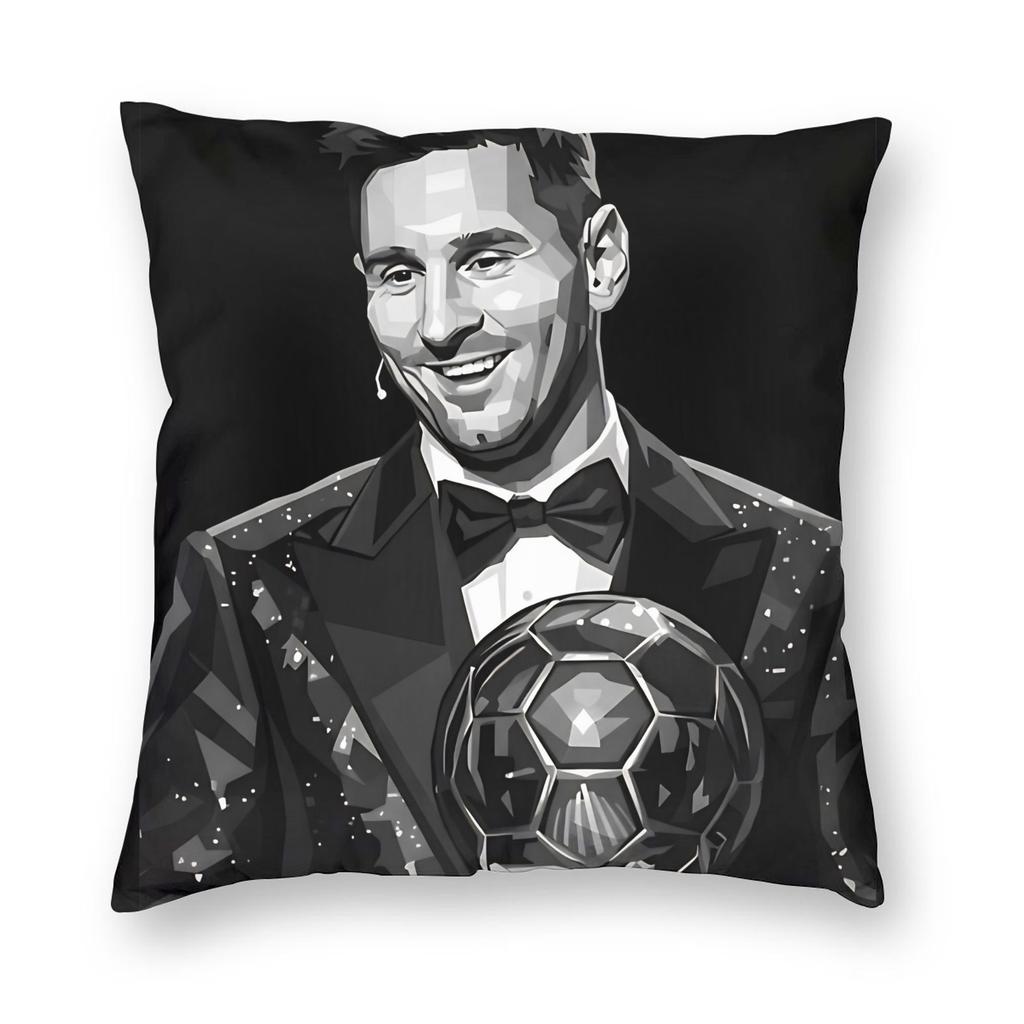 Football Messis Pillowcase Soft Fabric Cushion Cover Gift Throw Pillow Case Cover Home Zippered Xcm